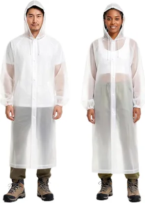 Produktbild von Wasserdichtes Regenponcho-Set für Erwachsene – Set mit 2 Stück – Wiederverwendbare und leichte Regenponchos mit transparenter Optik