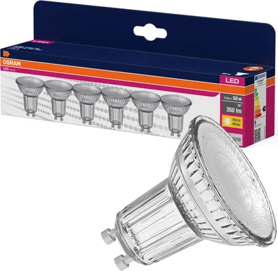 Zdjęcie produktu dla 6x Żarówka LED PAR16 Reflektor GU10 4.3W = 50W 350lm 2700K Ciepła 36° VALUE Osram