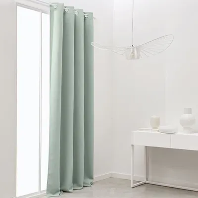 Obrázek produktu pro Zatemňovací závěs s očky, jednobarevný zelený, 140 x 240 cm, polyester, nepropustný pro světlo