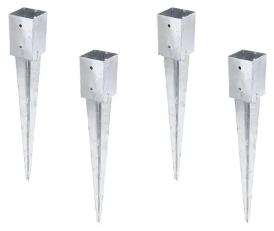 Immagine prodotto di Alberts 211288 Presa a terra a innesto, per pali in legno rotondi o quadrati, zincatura a caldo, 91 x 91 mm, lunghezza totale 750 mm, set da 4