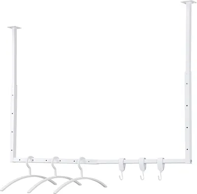 Produktbild von HOME DELUXE - Garderobenleiste SWAY - inkl. Kleiderbügel und Haken - Farbe: Weiß, bis zu 30 x 60 cm - verstellbar I Wandgarderobe Garderobenpaneel Kleiderhaken