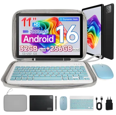 Produktbild von Tablet 11 Zoll, Komplettset mit Tastatur, Maus, Stift und Tasche, 32(3+29)GB RAM, 256 GB, 7800mAh, WiFi 6