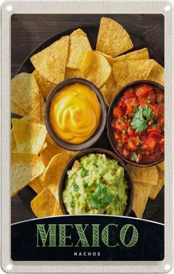 Produktbild von vianmo Blechschild 30x20 cm Mexiko Nachos Käse scharf Gerichte Abenteuer Reisen Urlaub