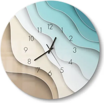 Produktbild von DEQORI Glasuhr Ø50 cm Zahlen 'Farbige Papierwellen' Wanduhr Glas Uhr Design leise