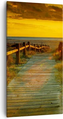 Produktbild von Bild auf Leinwand - Leinwandbild - Fußgängerbrücke Strand Urlaub Sonne - 55x100cm - Wand Bild - Wanddeko - Leinwanddruck - Bilder - Kunstdruck - Leinwand bilder - Wandkunst - PA55x100-2786