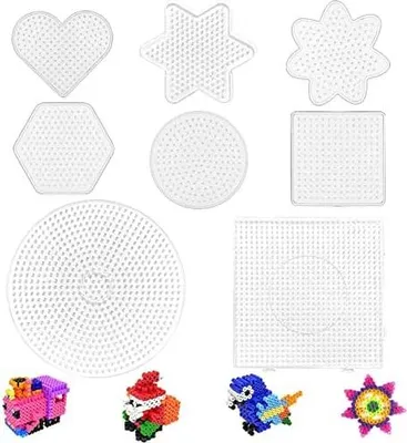 Produktbild von 8 Stücke Bügelperlen Steckplatte, Perlenplatte quadratisch, Transparente Steckplatten, Bügelperlen Stiftplatten Set, Perlen Platte Quadrat, Bügelperle Stiftplatte Transparent, Steckplatten Set (8pcs)