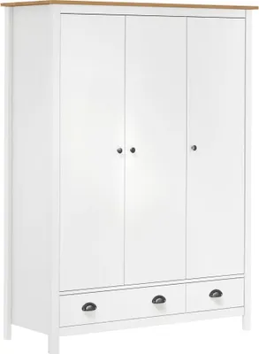 Image de vidaXL Armoire 3 portes Hill Blanc 127x50x170 cm Pin - Armoire - Penderies - Garde-robe