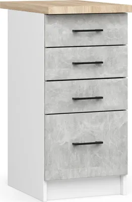 Produktbild von Küchen-Unterschrank mit Arbeitsplatte OLIWIA Weiß, Beton B40xH85xT46 cm