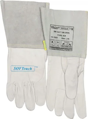 Produktbild von Schweißerhandschuhe Gr.XL (9,5) natur Kalbsnarben-/Rindspaltleder/Softtouch 5 PA