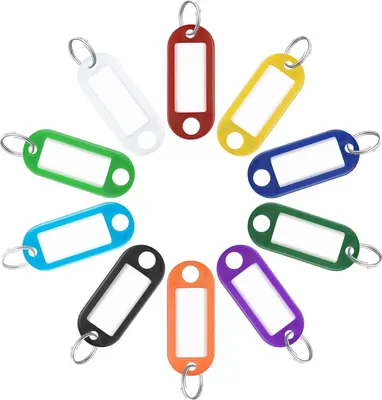Image de 40 pièces plastique porte-clés set en 10 couleurs - marqueur d'étiquettes avec anneaux à fente