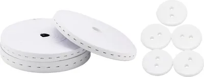 Produktbild von INF Knopfloch-Gummiband mit 10 Knöpfen - Verstellbares Gummiband zum Nähen Weiß