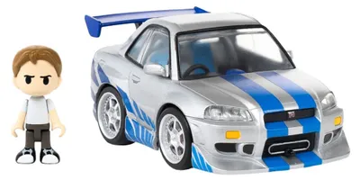 Productafbeelding van Fast & Furious Q-Village voertuig met minifiguur: Nissan Skyline GT-R (R34), 9 cm