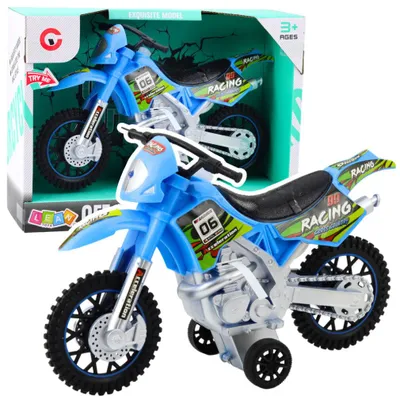 Zdjęcie produktu dla Lean Toys – motocykl terenowy z reflektorami i dźwiękami, kolor niebieski