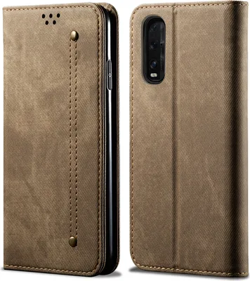 Produktbild von OPPO Find X2 Hülle, LaimTop Denim Leder Brieftasche Magnetverschluss Flip Bookstyle Schutzhülle mit Standfunktion für OPPO Find X2 OPPO Find X2 Khaki