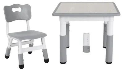 Obrázok produktu pre Detský stôl a stoličky, s nastaviteľnou výškou, ergonomický dizajn, sivá farba