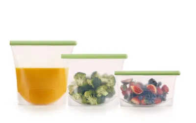 Standbeutel Set 3er-Pack, luftdicht, Silikon, spülmaschinenfest, BPA-frei