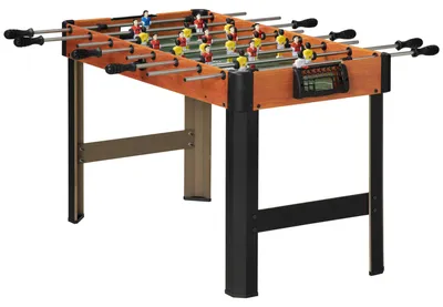 Produktbild von Kickertisch für Kinder & Erwachsene, Tischkicker Tischfußball-Set, MDF Stahl, Braun | Punkteanzeige | 10+1 Spieler | 118 x 104 x 69 cm