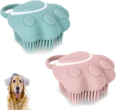 Productafbeelding van Hond kat badborstels 2 stuks, siliconen borstel, voor huisdier