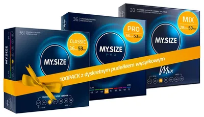 MY.SIZE MY.SIZE 100 Prezerwatyw 53 mm Megazestaw Classic + Mix + Pro – zdjęcie 1