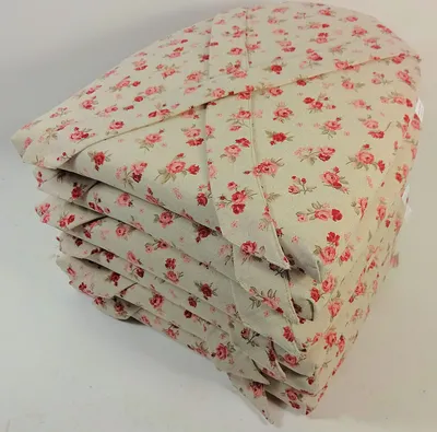 Produktbild von Rattani Set 6 x Stuhlkissen/Sitzkissen Marina halbrund mit Schleife 42 x 45 cm Dicke 5 cm, Fb. Mirha Leinen Rose