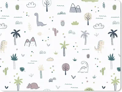 Produktbild von MuchoWow® Mauspad Mousepad Dinosaurier - Bäume - Muster 23x19 cm - Mousepads - Maus Mat - Pad - Mausunterlage - Schreibtischunterlage - Mauspad