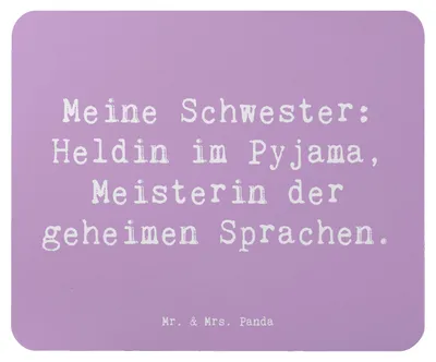 Produktbild von Mr. & Mrs. Panda laptop mousepad Spruch Schwester Heldin - Lavendeltraum - Geschenk, Geschwisterliebe, Handarbeit, Mauspad, Familiengeschenk, Freude, Geschenke, Mouse Pad