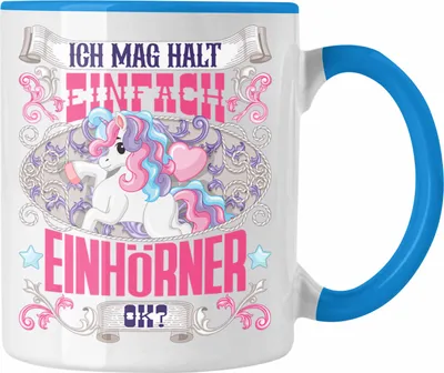 Produktbild von Trendation - Einhorn Tasse Geschenk Einhörner Spruch Geschenkidee Ich Mag Halt Einfach Einhörner Ok (Blau)