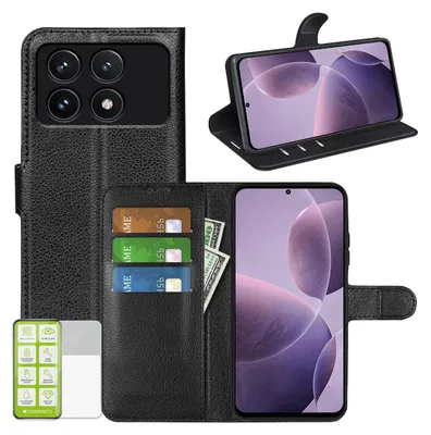 Obrázek produktu pro Pro mobilní telefon Xiaomi 14T Pro Pouzdro černé Pouzdro z umělé kůže + H9 Tvrzené sklo