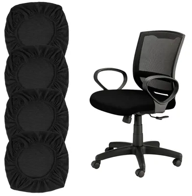 4er-Set elastische Bürostuhlbezüge, 38–48 cm, schwarz