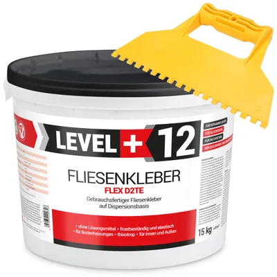 Produktbild von Dispersionkleber Fertig-Fliesenkleber 15KG Flexkleber Flexmörtel +Zahnspachtel L+12