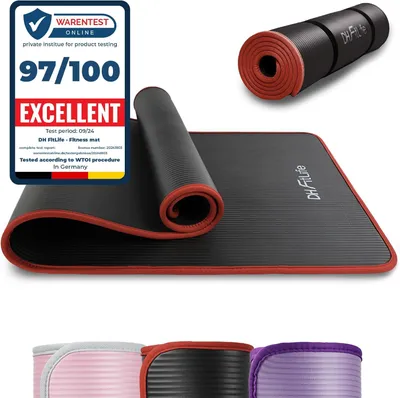 Produktbild von DH FitLife mata treningowa mata fitness, mata sportowa 183*61*1 cm, mata gimnastyczna wyjątkowo odporna na rozdarcia, mata do jogi antypoślizgowa i gruba, mata treningowa (czarna)