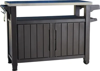Produktbild von Keter BBQ-Grilltisch 2-türig graphit, 134 cm x 52 cm x 90 cm  (BxTxH)