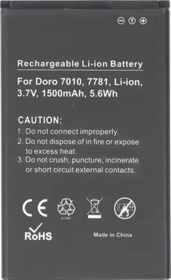 Produktbild von Akku passend für Doro 7010, 7781, Li-ion, 3,7V, 1500mAh, 5,6Wh