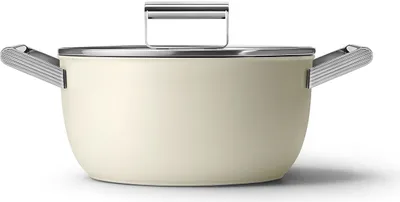 Produktbild von Smeg CKFC 2411 CRM Kochtopf inkl. Deckel, Aluminium, 24 cm Durchmesser, Induktionsherd-geeignet, Antihaftbeschichtung