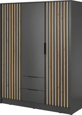 Produktbild von Masseno Drehtürenschrank NELIANA 155 cm Kleiderschrank Schlafzimmer Schrank 3-türig Graphitfarben