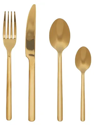 Imagen del producto de Juego de cubiertos de 24 piezas en acero inoxidable dorado