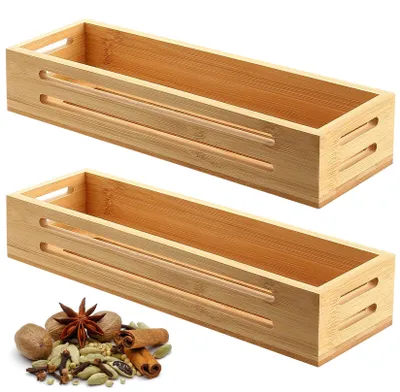 Produktbild von 2-teiliger Gewürzregal-Organizer aus Bambus für Schrank, Wand oder Kühlschrank