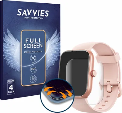 Produktbild von 4x Savvies Fullscreen Schutzfolie für Fitpolo IDW20 1.91" Displayschutz Folie Fullcover Klar Transparent