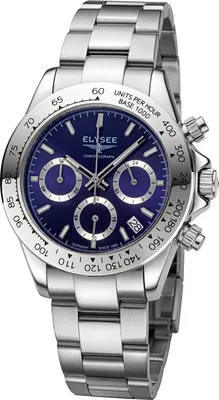 Produktbild von ELYSEE Herrenuhr SPORT  CHRONO. 100% Edelstahl blau onesize Herren Keramik Lünette 40 80601, 80602, 80603, 80604, 80605, 80612