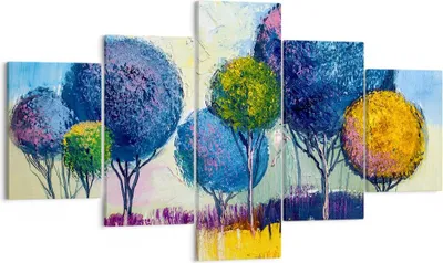 Produktbild von Bild auf Leinwand - Leinwandbild - Bäume Wiese Sommer - 125x70cm - Wand Bild - Wanddeko - Leinwanddruck - Bilder - Kunstdruck - Wanddekoration - Leinwand bilder - Wandkunst - EA125x70-4056