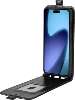 Produktbild von Für Apple iPhone 17 Vertikale Kunstleder Handy Flip Schutz Tasche Hülle Schwarz