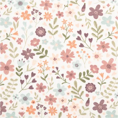 Produktbild von Jersey Stoff Meterware Baumwolljersey Blumen wollweiß bunt 150cm