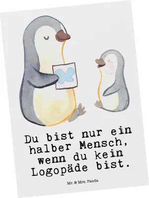 Produktbild von Mr. & Mrs. Panda Postkarte Logopäde Herz - Weiß - Geschenk, Postkarten, Studium, Ausbildung, Witzig, Ansichtskarte, Lustig, Spruch, Ansichtskarten, Grußkarte, Fotokarte