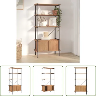 Produktbild von The Living Store Regal mit 5 Böden und Schrank 80x40x163 cm Stahl Holzwerkstoff