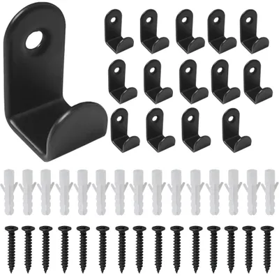 Kleiderhaken, 15 Stück, schwarz, Edelstahl, Wandmontage