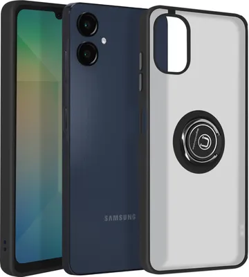Image de Avizar, étui pour téléphone portable Samsung Galaxy A06 anneau métallique, support vidéo, noir