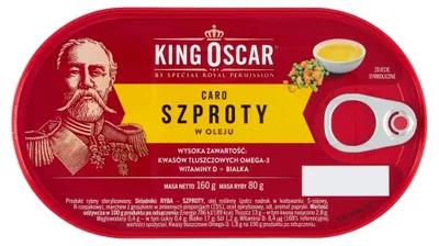Zdjęcie produktu dla King Oscar Szproty w oleju Caro 160 g