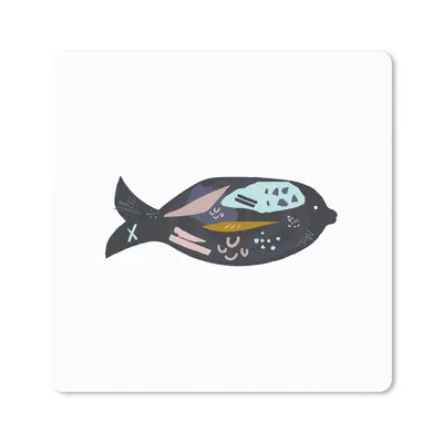 Produktbild von MuchoWow® Mauspad Mousepad Pastell - Schwarz - Fisch 30x30 cm - Mousepads - Maus Mat - Pad - Mausunterlage - Gaming