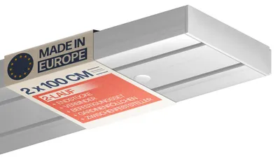 Produktbild von Vorhangschiene 2-läufig 200 cm – Gardinenschiene Set (2x100 cm), PVC, inkl. Zubehör & Montagematerial, Deckenmontage für Gardinen
