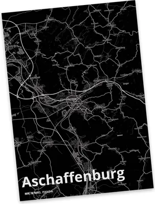 Produktbild von Mr. & Mrs. Panda Postkarte Aschaffenburg - Geschenk, Stadt, Dorf Karte Landkarte Map Stadtplan, Ansichtskarten, Grußkarte, bildkarte, Ansichtskarte, Postkarten